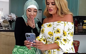 HijabHookup Me - Arab legal age teenager stepdaughter Violet Gems threesome not far from stepmom and her tutor