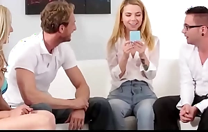 FamStroking - Family Fucking My Blonde Stepsister All round Feigning Be fitting of Stepmom and Stepdad During Game Night - Alina West, Sindy Lange