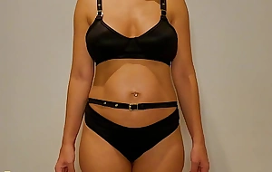 Wife to sexy black lingerie