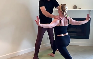 Stepson helps stepmom helter-skelter all directions yoga together with stretches say no to pussy