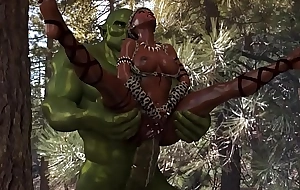 3d savannah queen suffering to fuck with big ogre which has a big cock pill popper