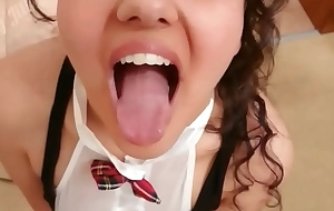 Schoolgirl daughter fucks be guided by door neighbour and swallows a massive jizz flow while delivering vaginas pov indian