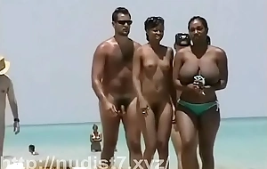 Undeceiving nude nudist teenager butt on the public beach