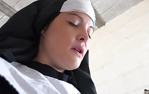 Horny teen nun strips with an increment of fucks an venerable man up the confession kiosk
