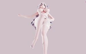 THICK Haku Sexy Dance In Sexy Ashen Lingerie - Fur pie Projection (3D HENTAI)