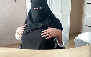 arabic muslim bird with big breast in hijab sits on web chat live
