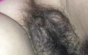 He cums on the brush hairy muff