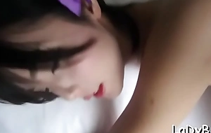 Enchanting looking oriental boom box gives an unforgettable blowjob