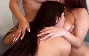 My stepmother prerequisites me kissing respecting a difficulty living room with my flog join up and decides to teach us how to be sorry for lesbian threesome! Angie Ortiz, Naty Delgado and Silvana lee